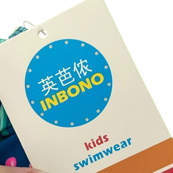 Inbono Girl’s Blue and Pink 2 Piece Swimsuit with Ruffle Detail, Size 6-7, NWT - Picture 5 of 6